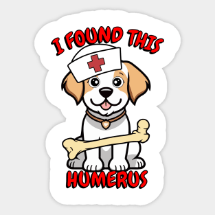 Funny happy dog is a nurse with a joke Sticker